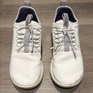 Clove White and purple shoes